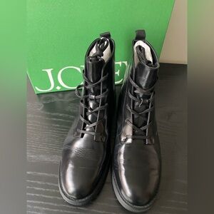 J Crew black lace-up ankle boots in leather, size 9